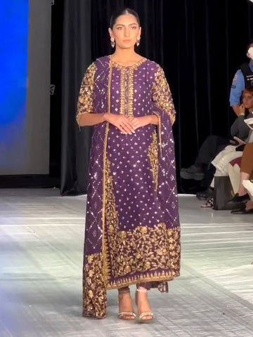 HARIS SHAKEEL PURPLE CHIFFON DRESS