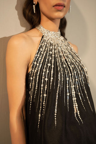 Lulusar Black Crystal Embellished Dress