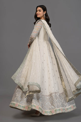 Suit Pearl White and Peach Silver BDS-2502 D2