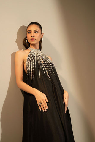 Lulusar Black Crystal Embellished Dress