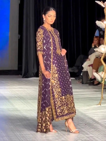HARIS SHAKEEL PURPLE CHIFFON DRESS